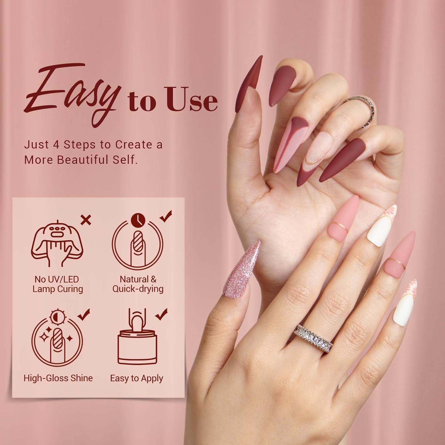 Dip Powder Nail Kit Starter, 20 Colors Glitter Pink Red Black Nude Acrylic Dipping Powder Liquid Set with Base & Top Coat Activator for French Nails Art Manicure DIY Gift for Women